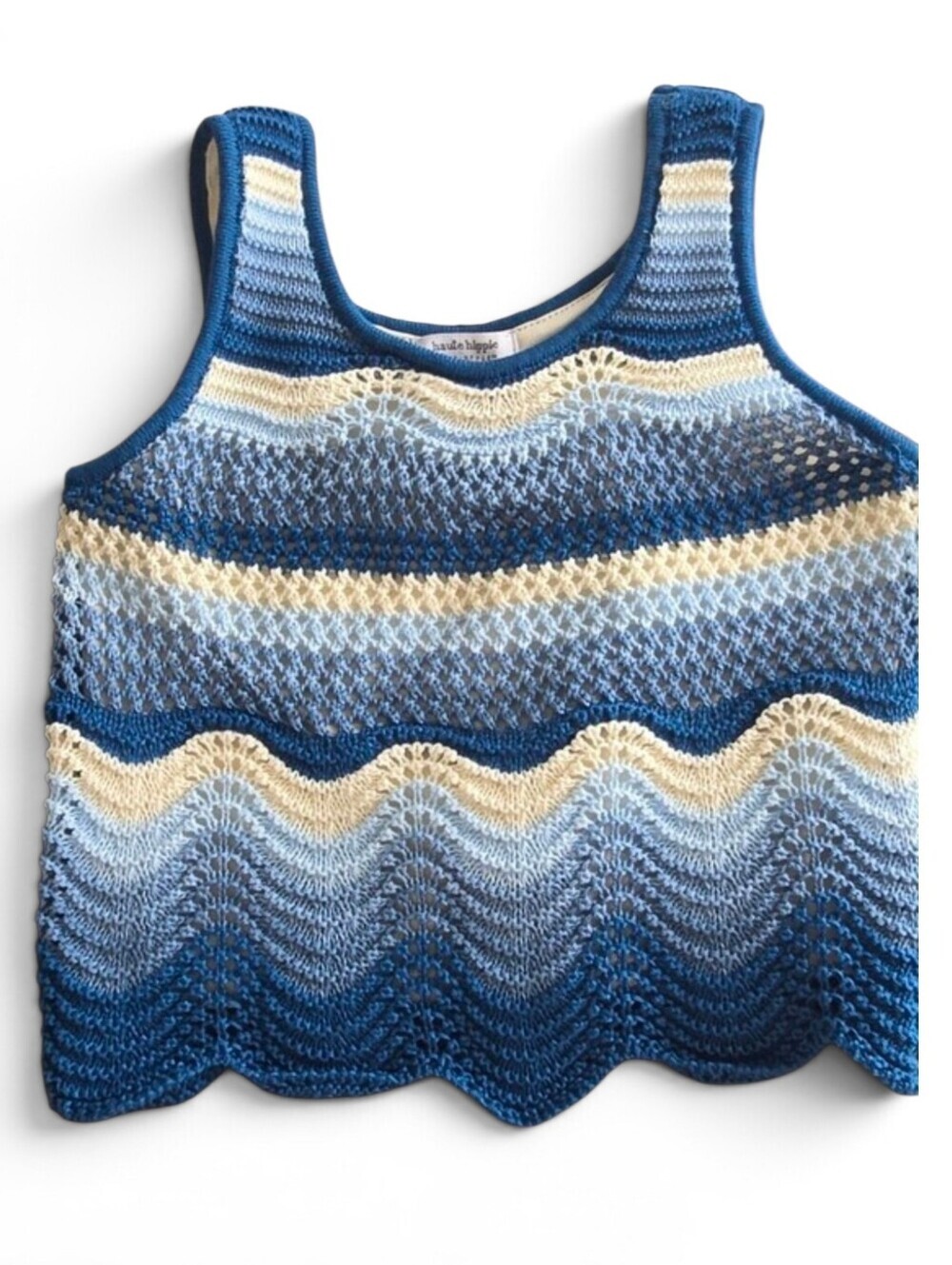 Haute Hippie Kids Girls Blue Ombre Crochet Knit Boho Tank Top Size 10